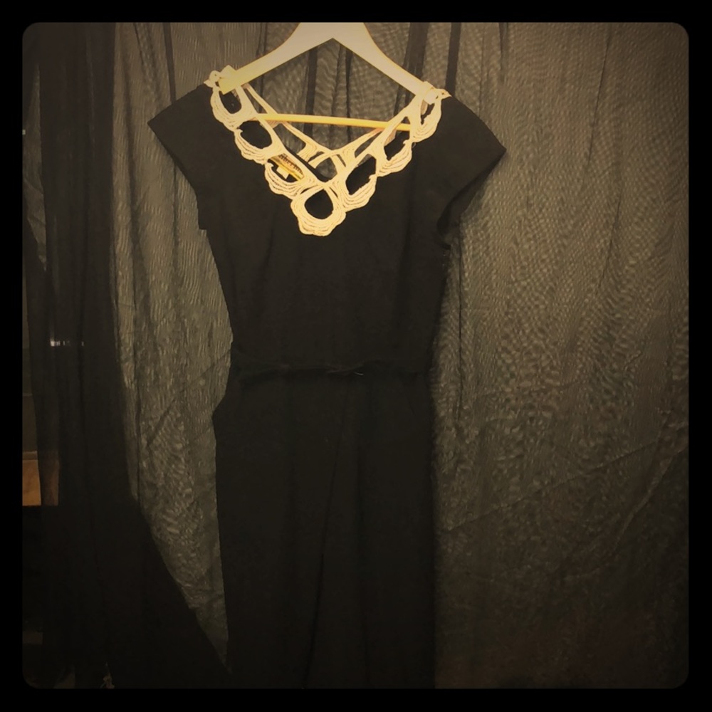 Libertine Vintage Look Black Dress w/ Cream Collar